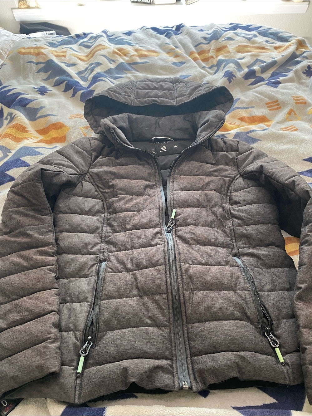 Nautica Women's Hooded Quilted Puffer Jacket in Charcoal Gray